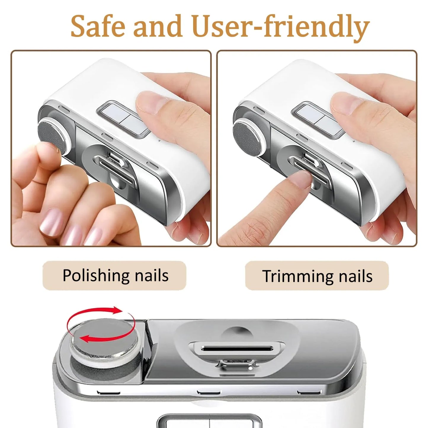 2 in 1 Electric Automatic Nail Clipper Trimmer