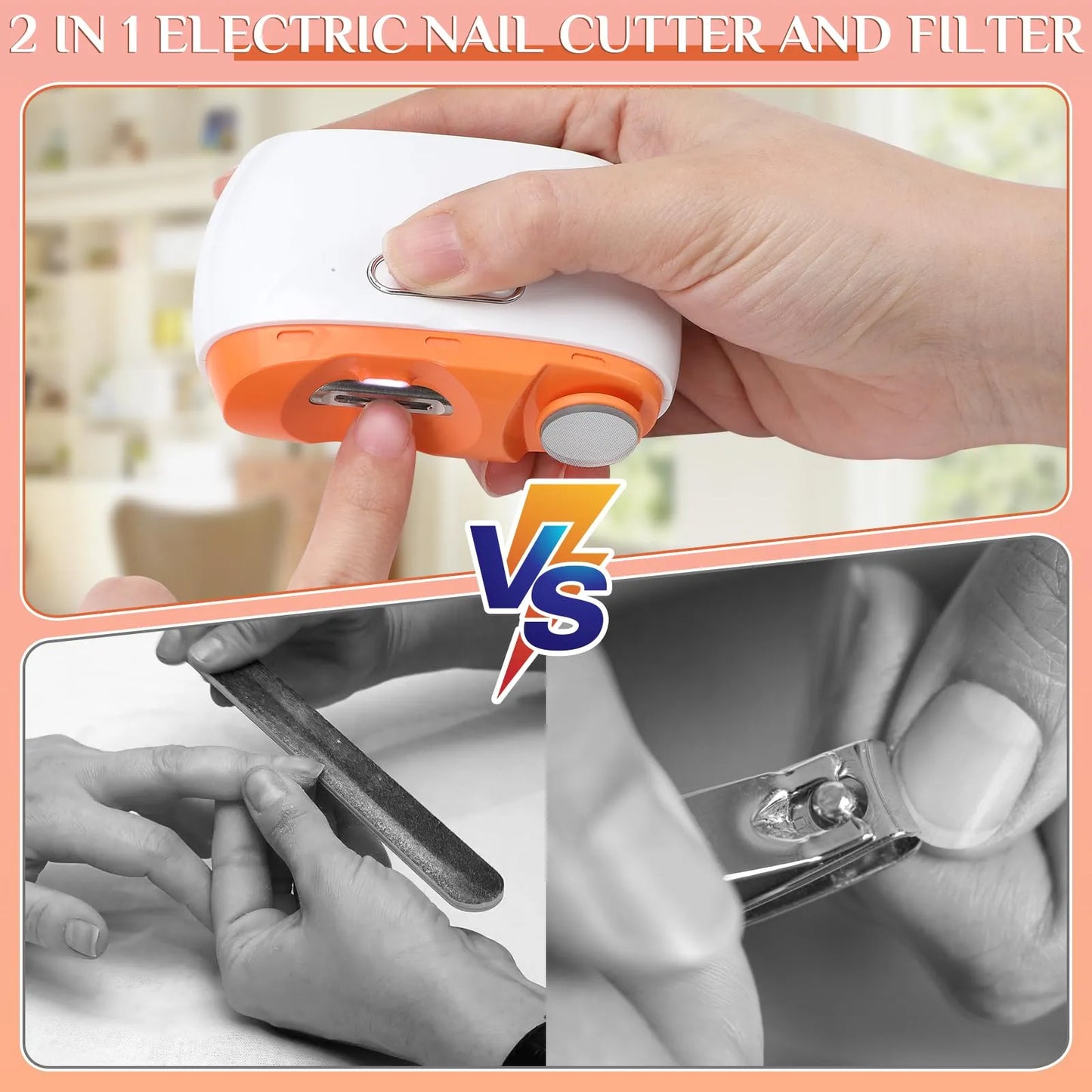 2 in 1 Electric Automatic Nail Clipper Trimmer